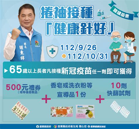 苗栗市衛生所新聞稿：112年9月26日二起，65歲以上莫德納xbb15疫苗開打，請符合資格長者，踴躍接種 苗栗縣政府衛生局