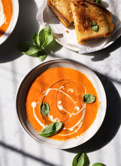 Roasted Tomato Soup With Grilled Cheese Sandwiches Fetty S Food Blog