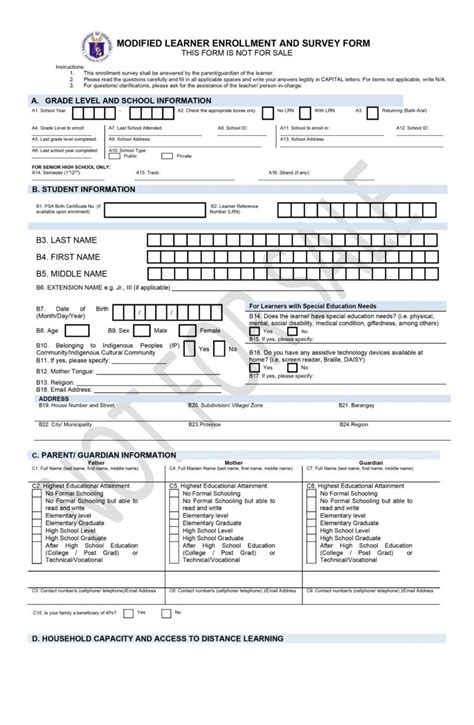 Deped Modified Learner Enrollment And Survey Form Mlesf For Sy 2021 2022 Teacherph