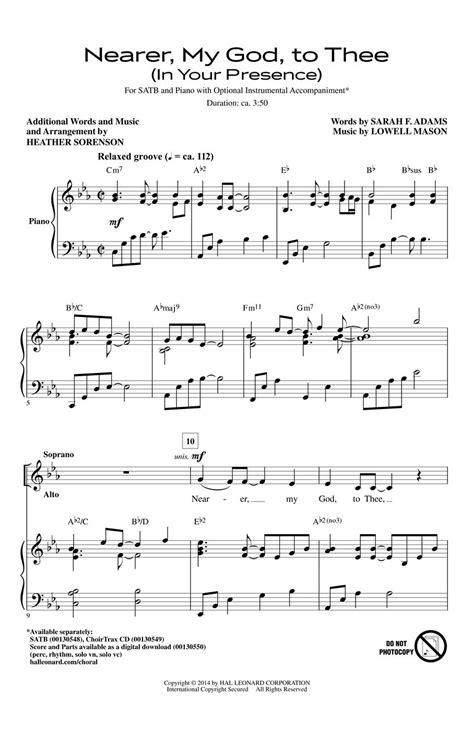 Nearer My God To Thee Sheet Music By Heather Sorenson Sku 00130549