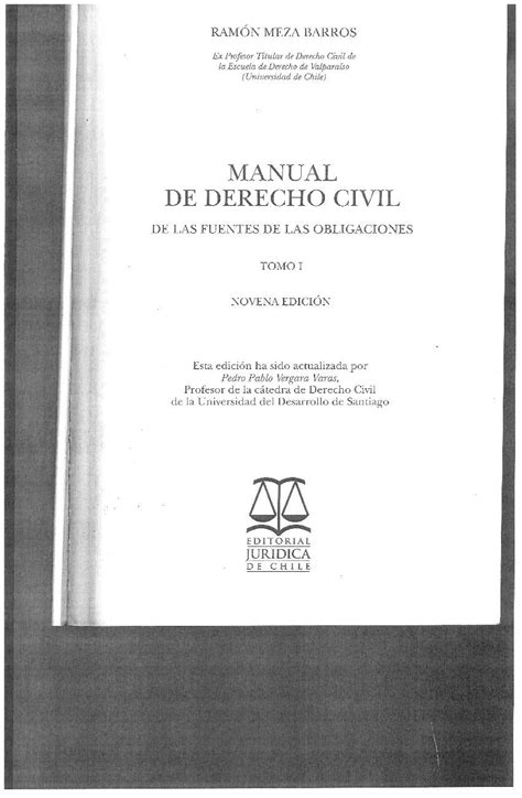 Ramon Meza Barros De Las Fuentes De Las Obligaciones Tomo I Derecho
