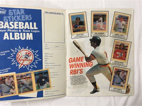 Fleer Star Stickers Baseball Album Pages Complete Ebay