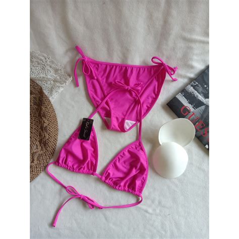 Jual BK 3301 R PINK STABILO BIKINI PANTAi SEGITIGA IKAT WITH FOAM