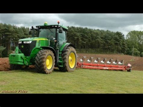 Ploughing The Old Grassland With John Deere R And Eight Furrow