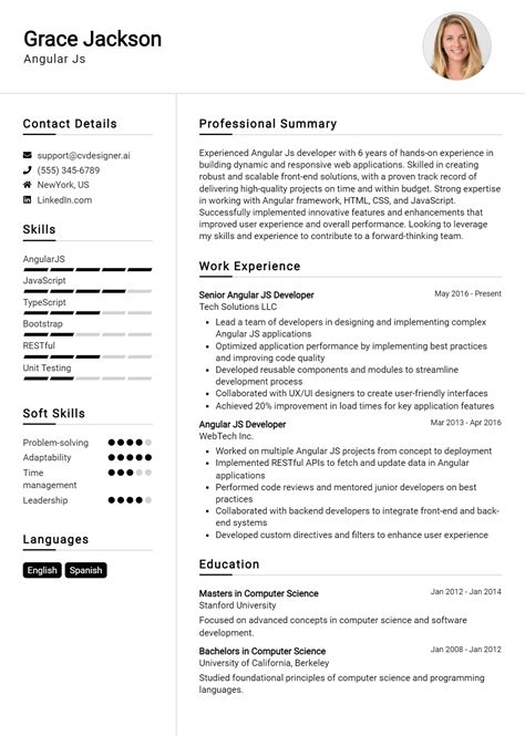 12 Angular Js Developer Resume Examples For 2025 Expert Tips Cvdesignerai