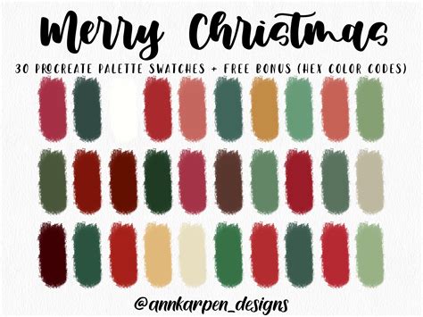 Merry Christmas Procreate Palette 30 HEX Color Codes Instant - Etsy Ireland