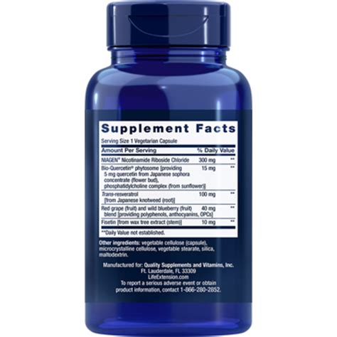 Life Extension - NAD + Resveratrol 300 mg - 30 Veg Capsules - Charlotte ...