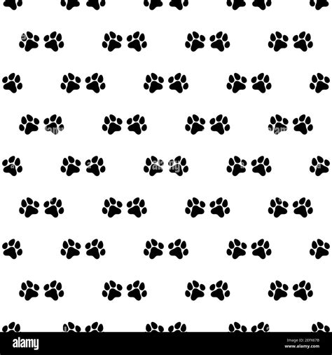 Seamless Pattern With Black Cat Trace Animal Ornament Vector Flat