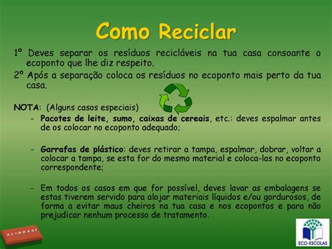 RECICLAGEM E ECOPONTOS Ppt Carregar