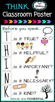 Think Classroom Poster By Inspire The Classroom By Katrina Maccalous