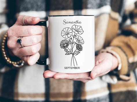 Personalized Birth Month Flower Mug Custom Flower Mug Etsy