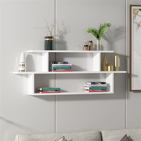 Seneca Floating Console Shelf Modern Wall Shelf Oak White