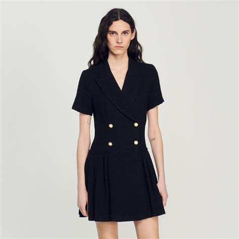 Rossa Short Tweed Coat Dress Dresses Sandro Paris