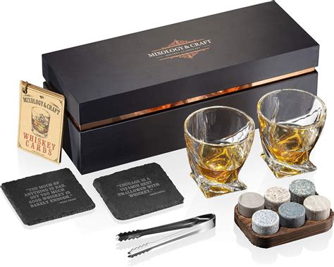 Amazon Mixology Glass Whiskey Stones Set Two 10oz Glasses W