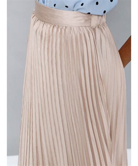 Champagne Pink Satin Pleated Maxi Skirt Sassafras 3523851