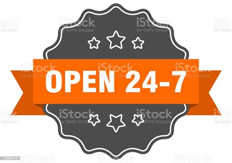 Open 24 7 Label Open 24 7 Isolated Seal Sticker Sign Stock Illustration