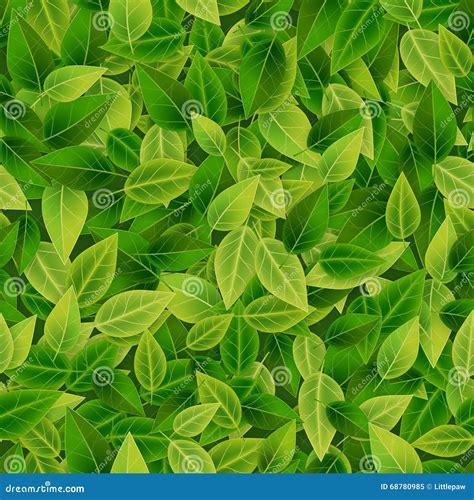 Green Leaves Background Eco Organic Seamless Pattern Stock Vector