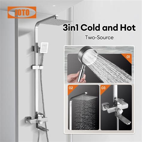 Joto In Stainless Steel Shower Set With Faucet Rainfall Shower Set Hot And Cold Shopee