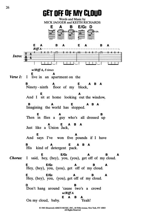 Get Off My Cloud by Rolling Stones - Guitar Chords/Lyrics - Guitar ...