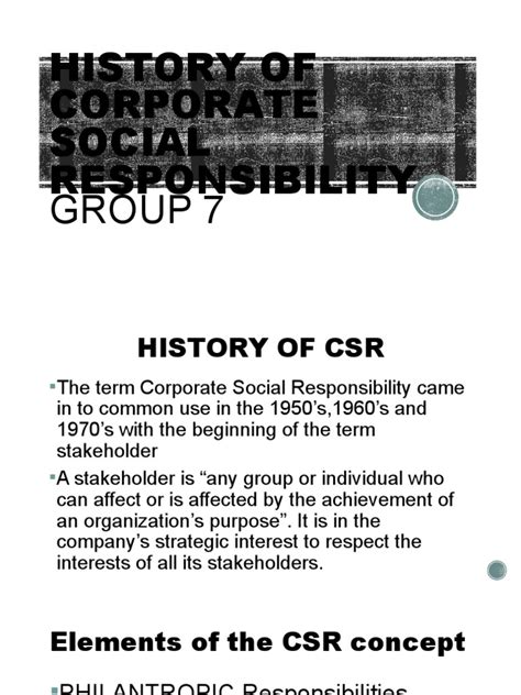 History Of Corporate Social Responsibility Pdf Corporate Social