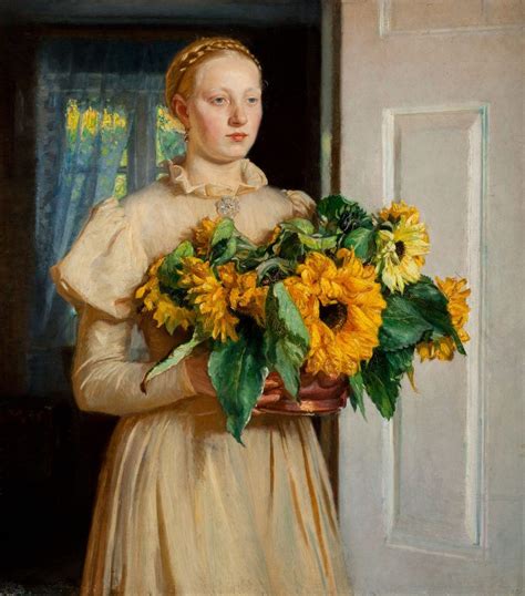 Michael Ancher Girl With Sunflowers 1893 Art Museums Of Skagen