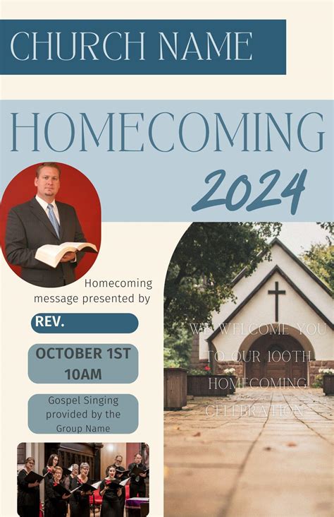 Church Homecoming Flyer Mockup Template Editable Template Edit In Canva