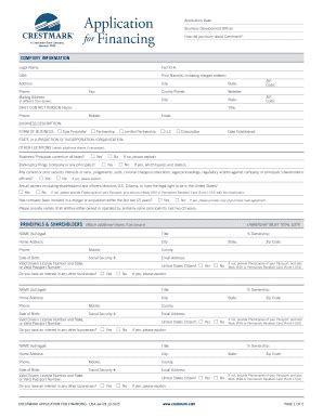 Fillable Online Application For Financing Crestmarkcom Fax Email