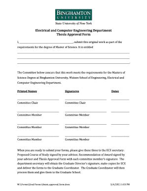 Fillable Online Binghamton Thesis Approval Form Binghamton