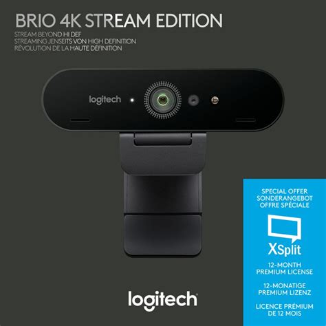 logitech webcam brio stream  ultra hd black   fps usb