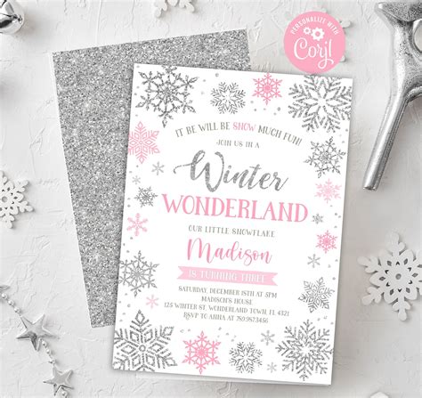 EDITABLE Winter Wonderland Birthday Invitation Winter - Etsy | Winter ...