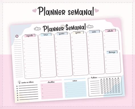 Bloco Planner Semanal Colors Fuxicando Com Arte