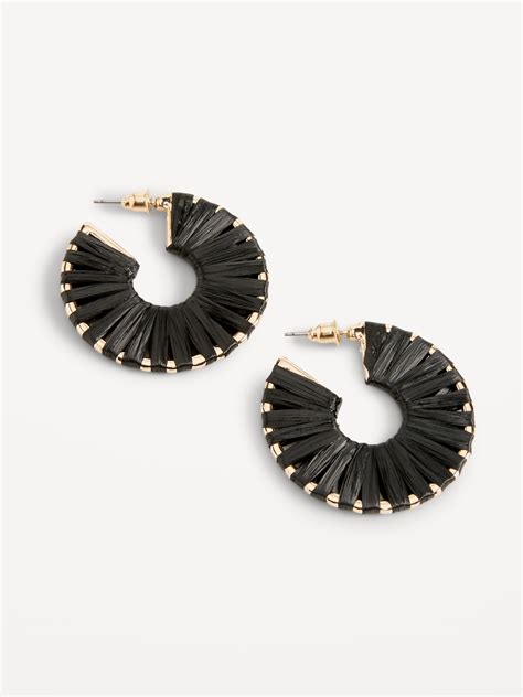 Raffia Wrapped Hoop Earrings For Women Old Navy