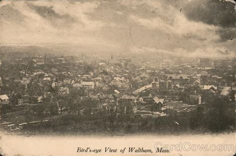 Birds Eye View Of Waltham Massachusetts Postcard