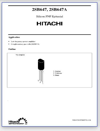 B647 Datasheet - 2SB647 Silicon PNP Transistor