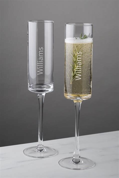 Personalized 8 Oz Contemporary Champagne Flutes Set Of 2 In 2020