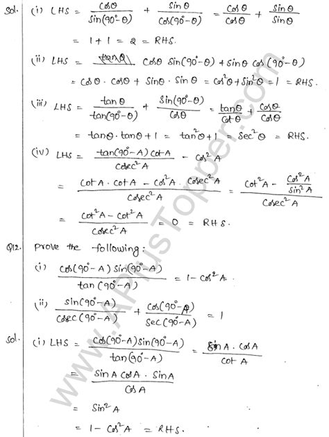 Ml Aggarwal Icse Solutions For Class 10 Maths Chapter 19 Trigonometric