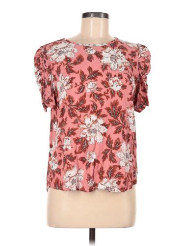 Ann Taylor Loft Women Pink Short Sleeve Blouse M Ebay