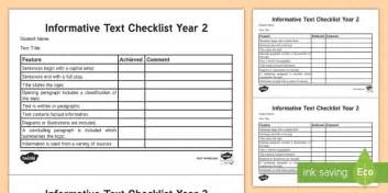 Year 2 Informative Text Checklist Teacher Made Twinkl