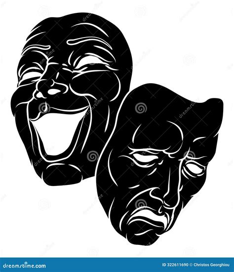 Theater Or Theatre Drama Comedy And Tragedy Masks Stock Illustration