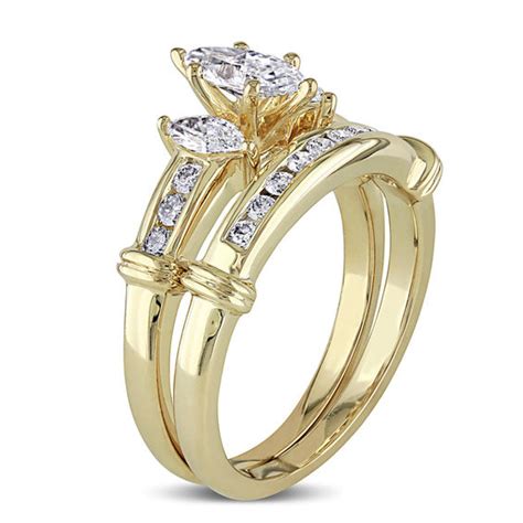 1 Ct T W Marquise Diamond Three Stone Bridal Set In 14k Gold