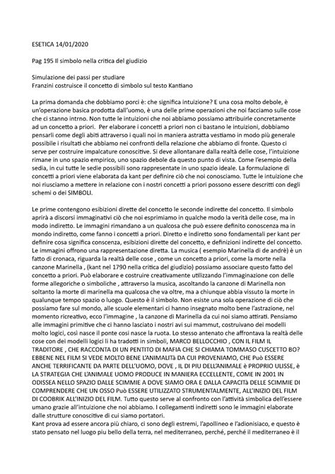 Esetica 14 Riassunto Introduzione All Estetica ESETICA 14 01 Pag