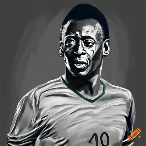 Pele Football Player With Win Goal Black And White Art Render Pixel