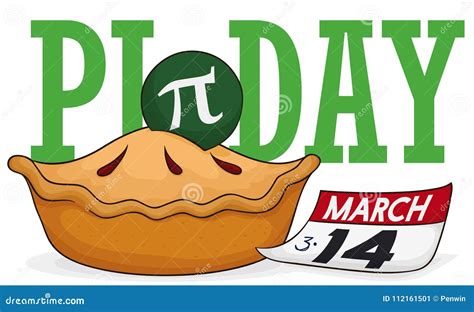 Delicious Pie With Loose Leaf Calendar To Celebrate Pi Day Vector