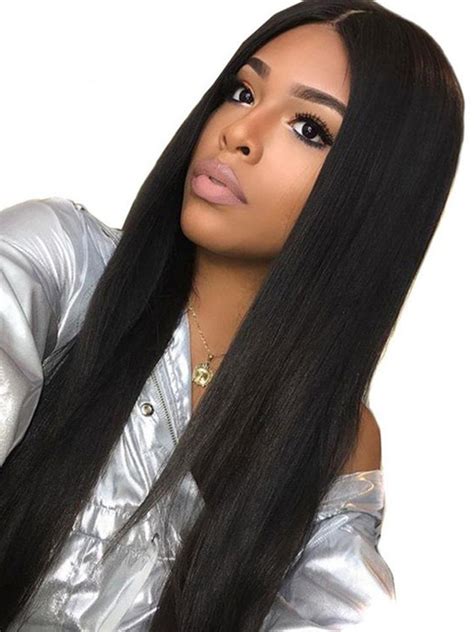 Density 18inch Lace Front Human Hair Wigs Silky Straight