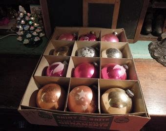 Vintage Box Shiny Brite Miniature Glass Tree Ornaments S Set Of