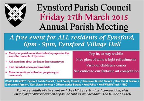 Details Confirmed Annual Parish Meeting Eynsford Parish Council