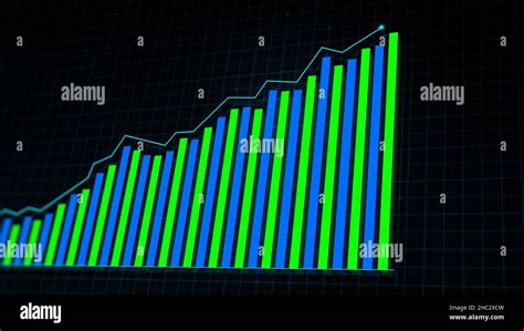 3D Rendering Of A Growing Line Graph Of A Digital Income Growth Chart