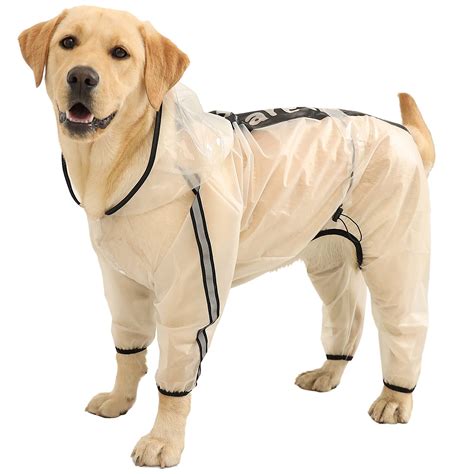 Olsa Dog Raincoat, Dog Hooded Slicker Poncho, 4 Legs Dog Rain Jacket ...