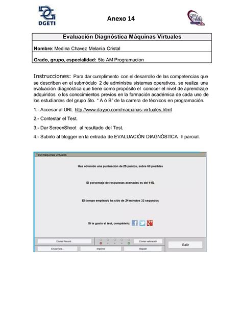 Anexo 14 test de evaluación diagnóstico de maquinas virtuales Cris PDF