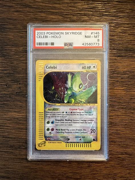 PSA 8 NM MT Crystal Celebi Skyridge Secret Rare Holo Pokemon Card 145